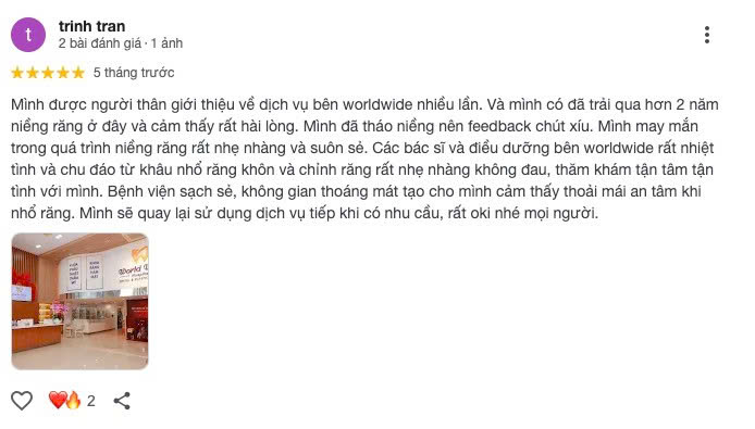 review Bệnh viện Răng Hàm Mặt Sài Gòn (Worldwide)