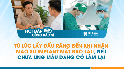 [Hỏi đáp bác sĩ] - Từ lúc lấy dấu răng đến khi nhận mão sứ Implant mất bao lâu, nếu chưa ưng màu dáng có làm lại được không?