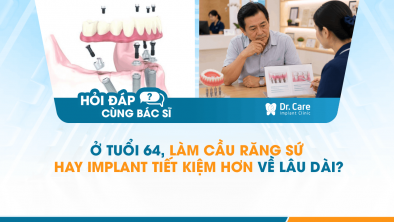 [HỎI ĐÁP BÁC SĨ]: Ở tuổi 64, làm cầu răng sứ hay Implant tiết kiệm hơn về lâu dài?