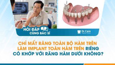 [HỎI ĐÁP BÁC SĨ]: Chỉ mất răng toàn bộ hàm trên, làm Implant toàn hàm trên riêng có khớp với răng hàm dưới không?