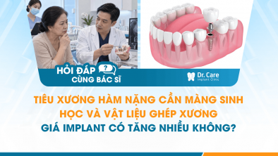 [HỎI ĐÁP BÁC SĨ]: Tiêu xương hàm nặng cần màng sinh học và vật liệu ghép xương, giá Implant có tăng nhiều không?